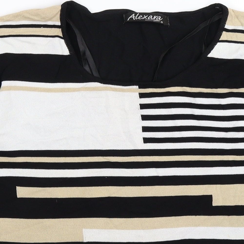 Alexandra Womens Black Striped Knit Pullover Jumper Size S