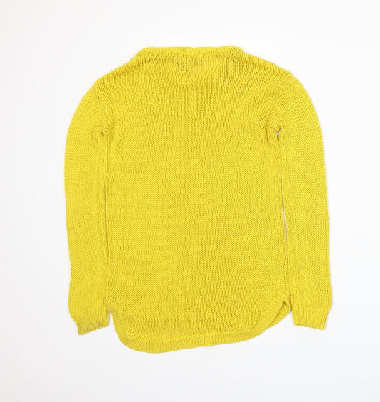 H&M Womens Yellow  Knit Pullover Jumper Size XS