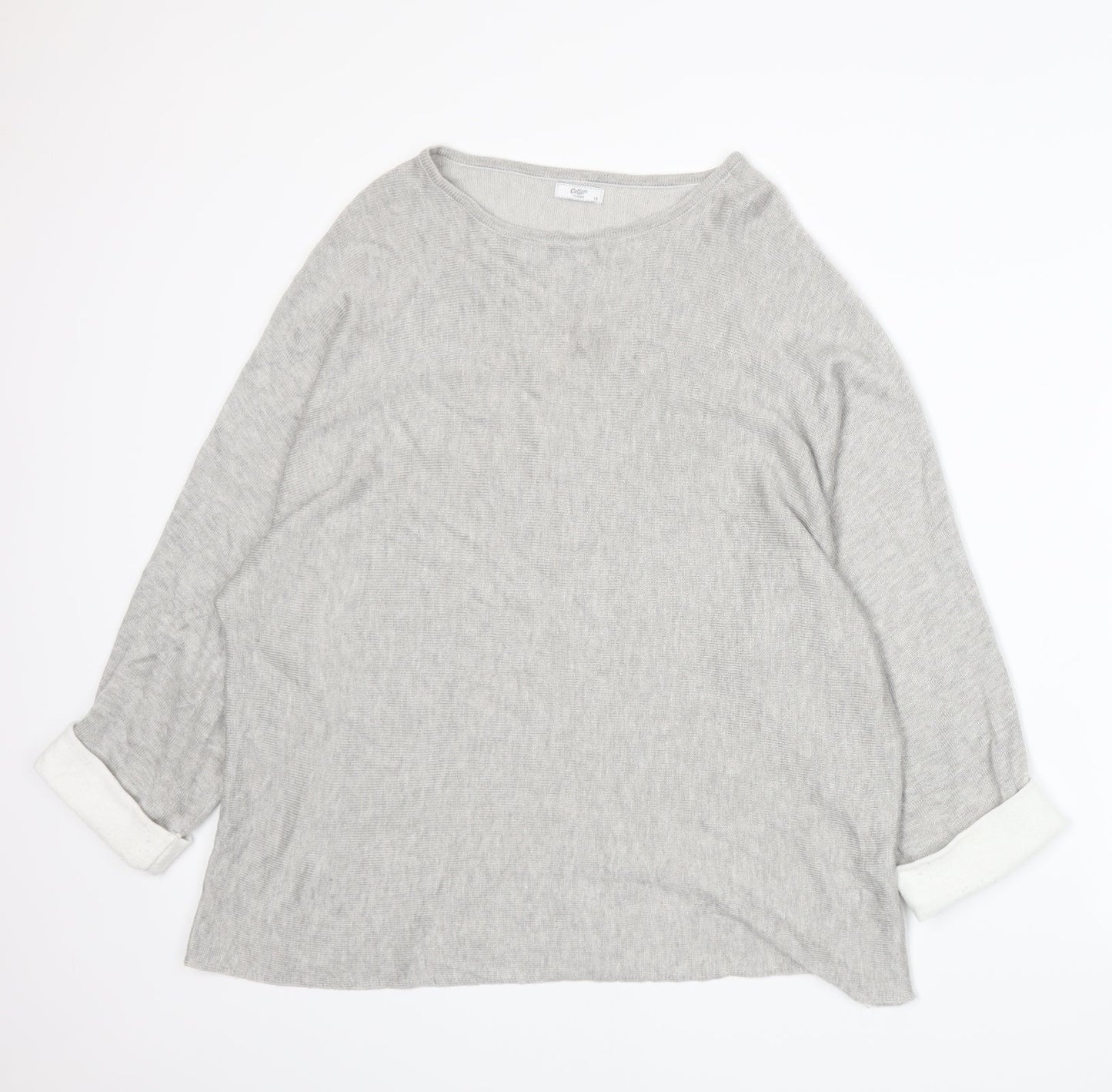 Cotton Traders Womens Grey  Knit Pullover Jumper Size 18