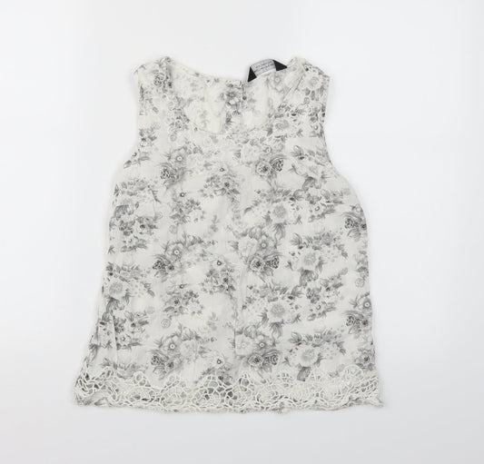 Dorothy Perkins Womens White Floral  Camisole Tank Size 10