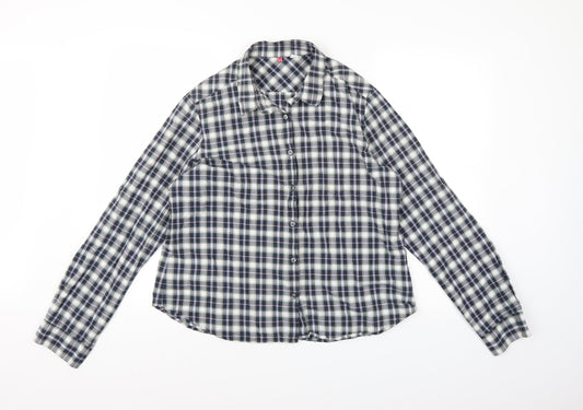 Preworn Womens Blue Check  Basic Button-Up Size XL