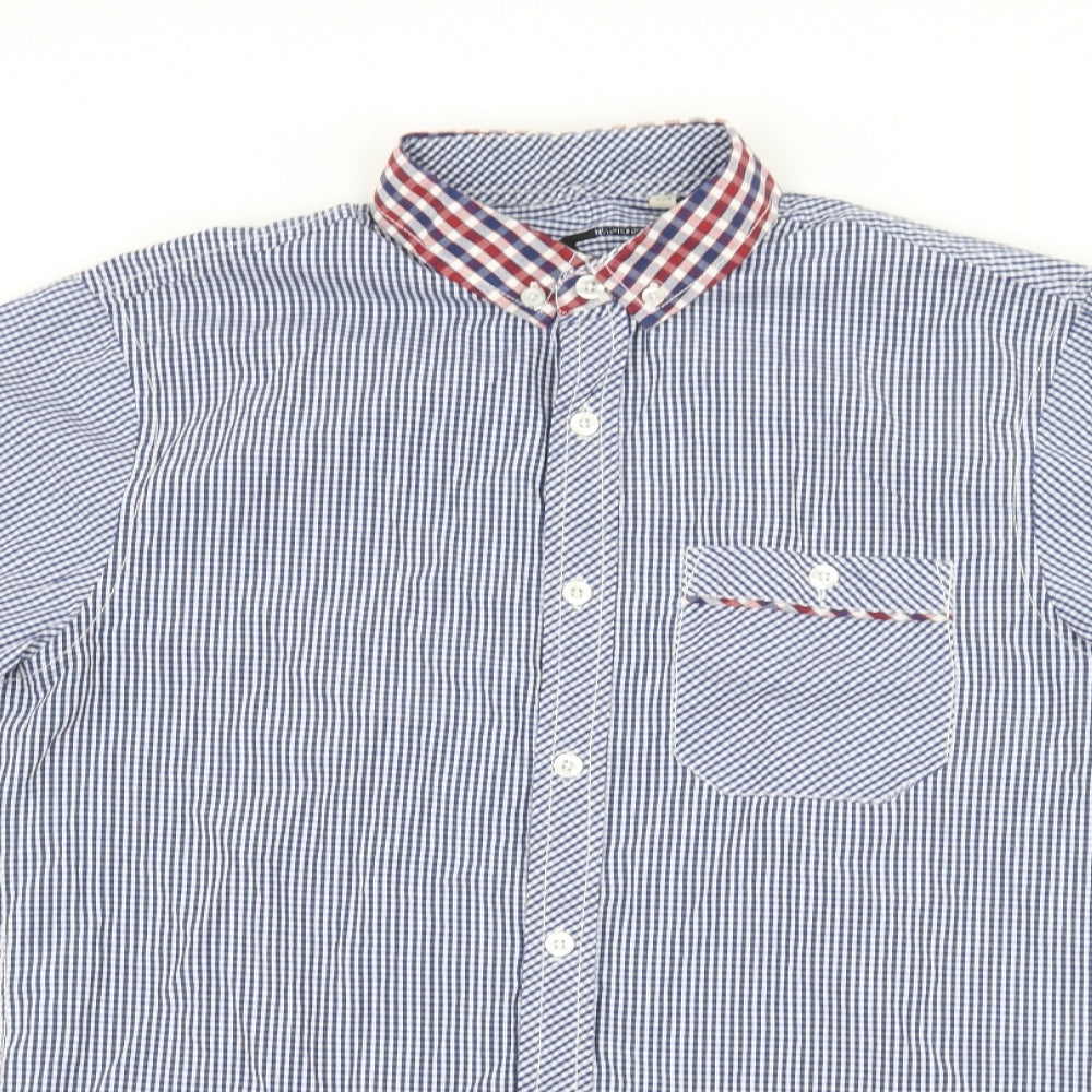 Twisted Soul Mens Blue Check   Button-Up Size S