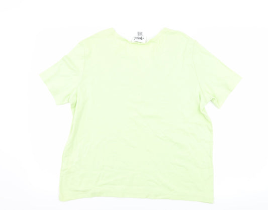 Afibel Womens Green Floral  Basic T-Shirt Size 16