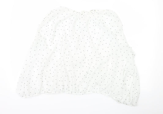 Mango Womens White Polka Dot  Basic Blouse Size L