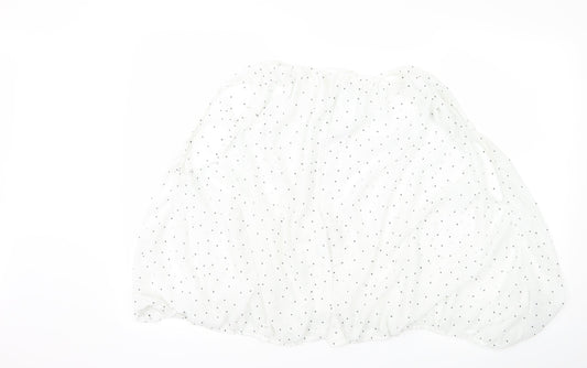 Mango Womens White Polka Dot  Basic Blouse Size L