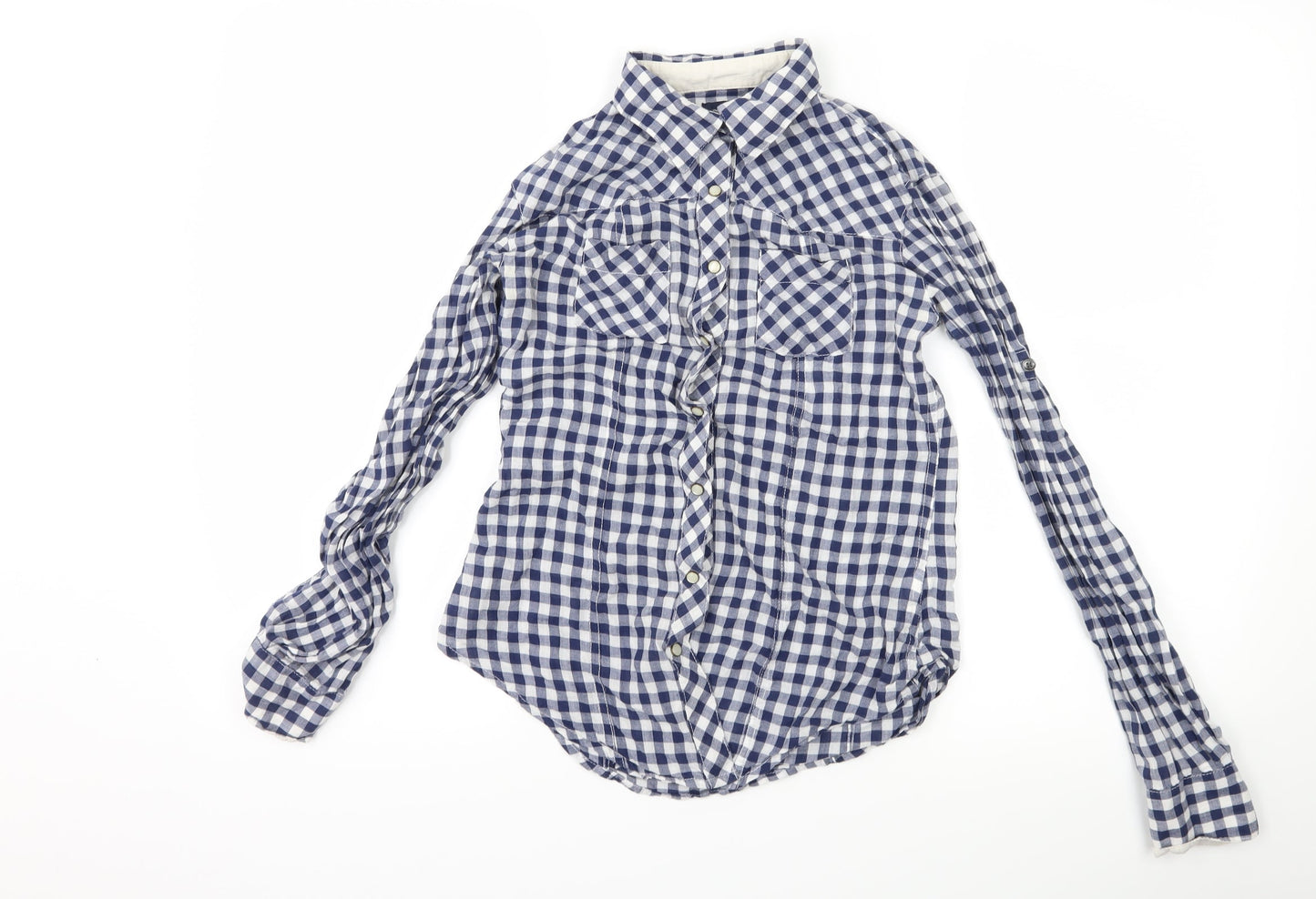 Gap Womens Blue Check  Basic Button-Up Size XS