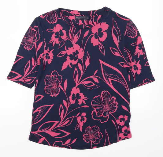 Marks and Spencer Womens Pink Floral  Basic T-Shirt Size 10