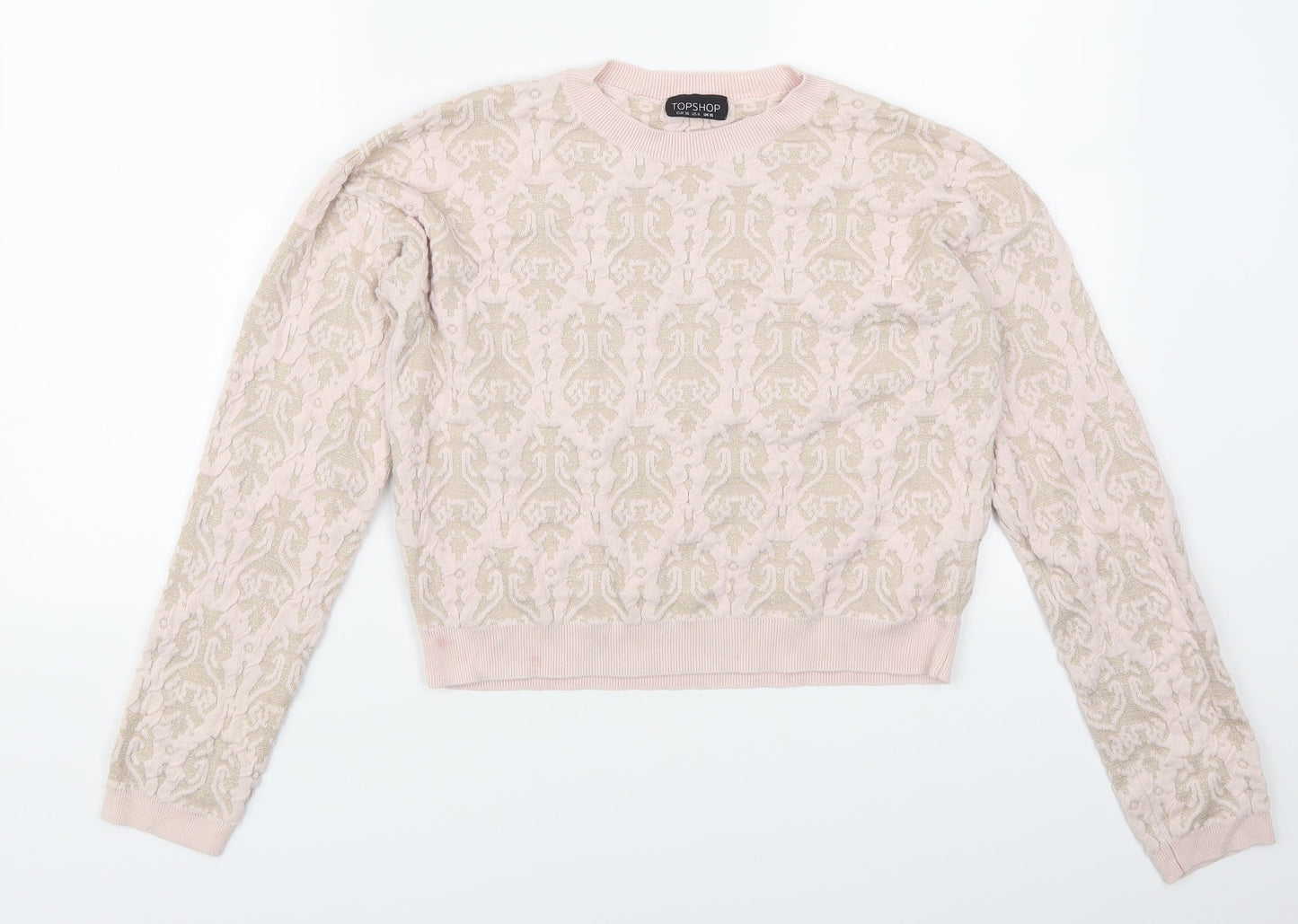 Topshop Womens Pink Geometric  Pullover Jumper Size 10