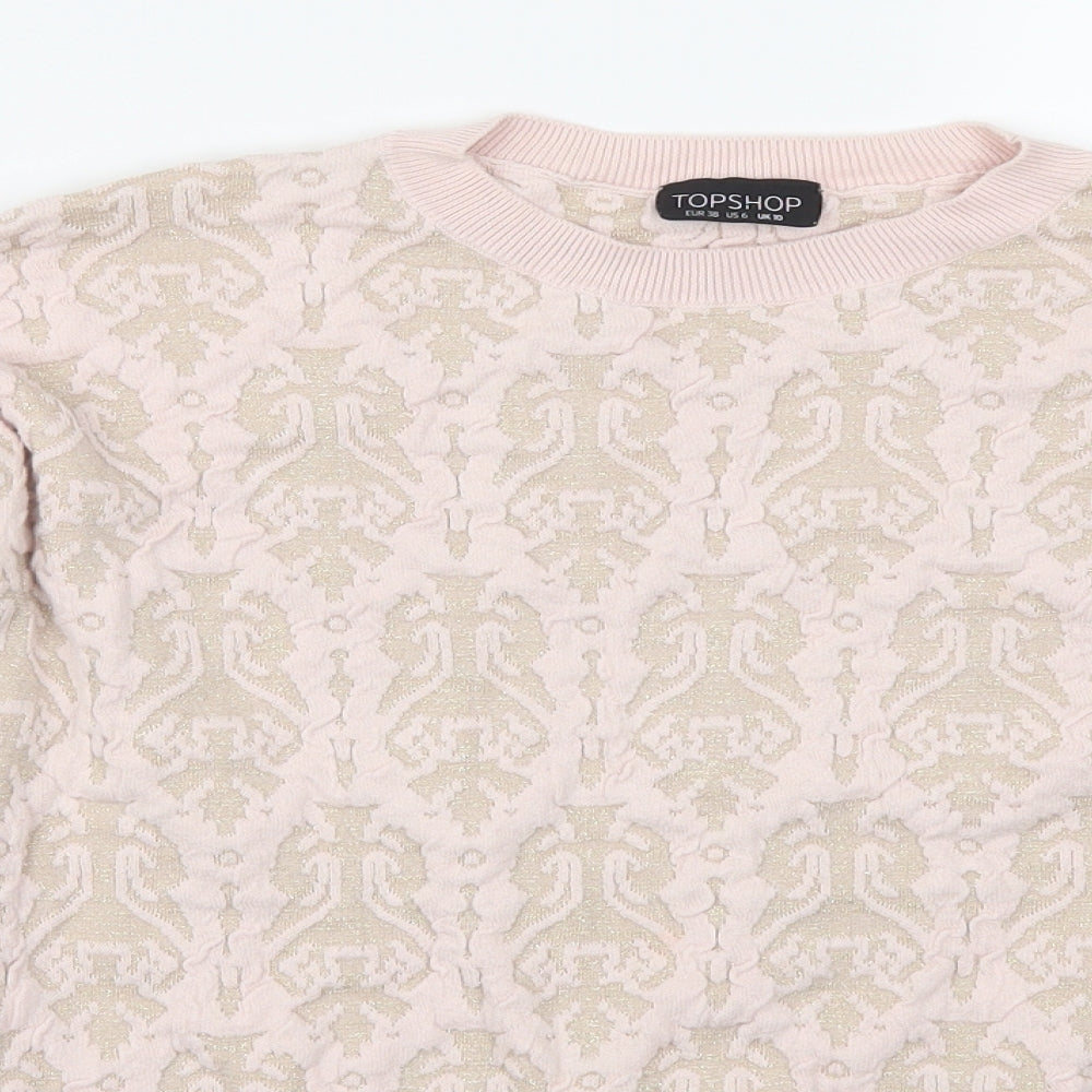 Topshop Womens Pink Geometric  Pullover Jumper Size 10