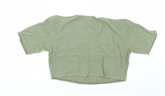 PRETTYLITTLETHING Womens Green   Cropped Blouse Size 12