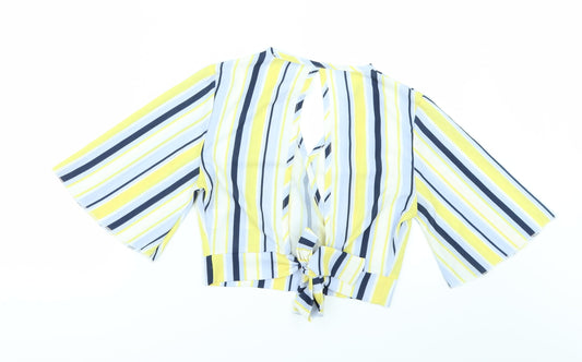 Quiz Womens Multicoloured Striped  Cropped Blouse Size 10