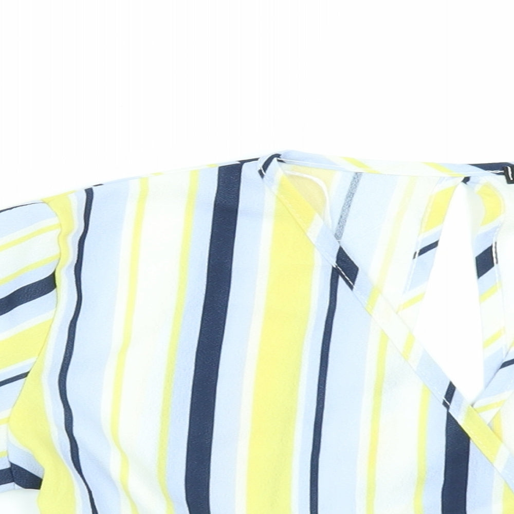 Quiz Womens Multicoloured Striped  Cropped Blouse Size 10