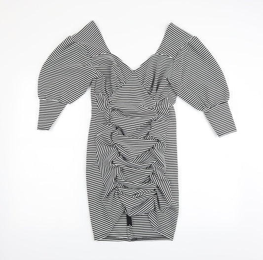 Another Reason Womens Black Striped  Bodycon  Size 12