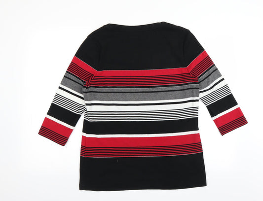 Bm Casual Womens Black Striped  Basic T-Shirt Size M