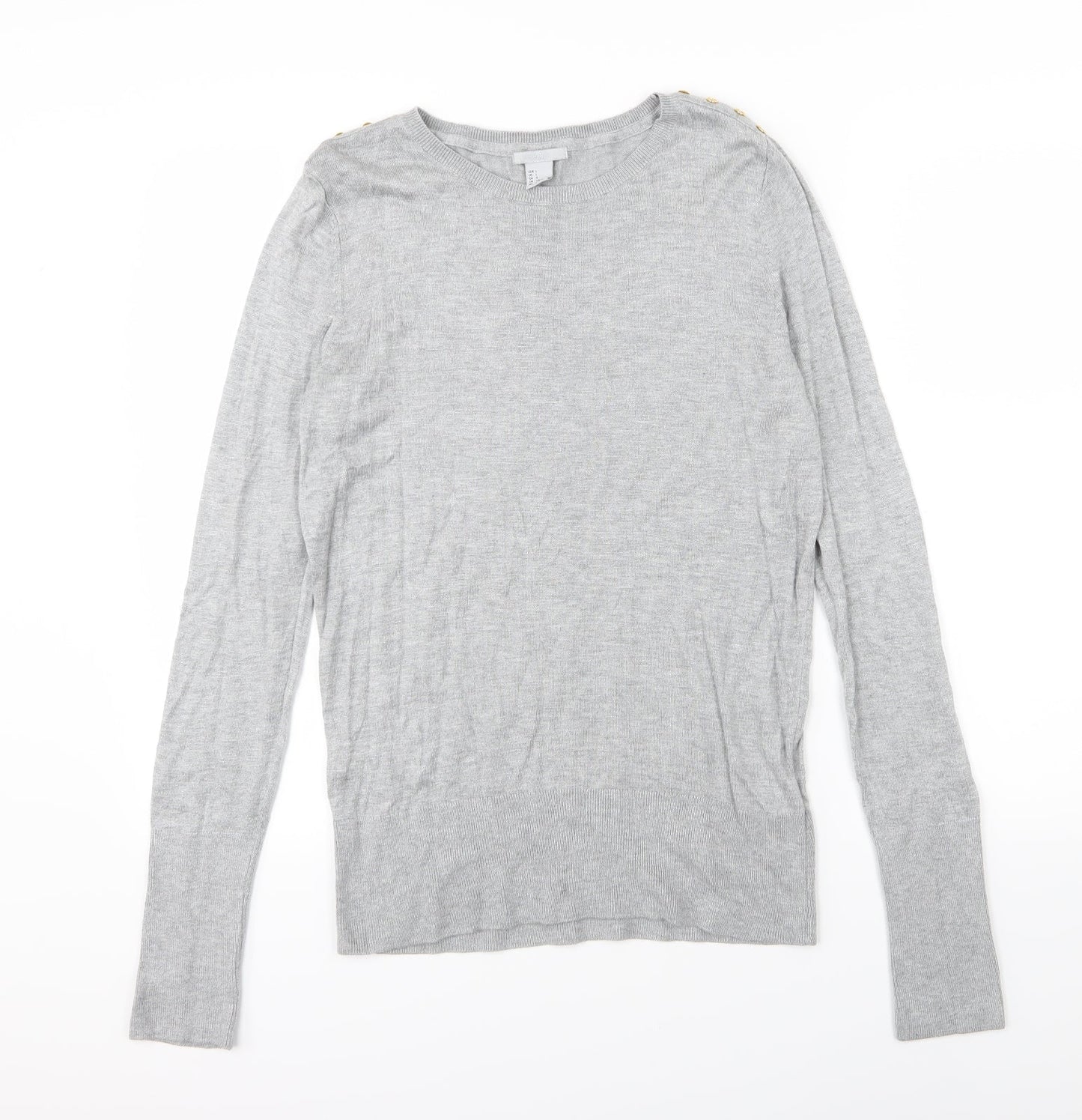 H&M Womens Grey  Knit Pullover Jumper Size L