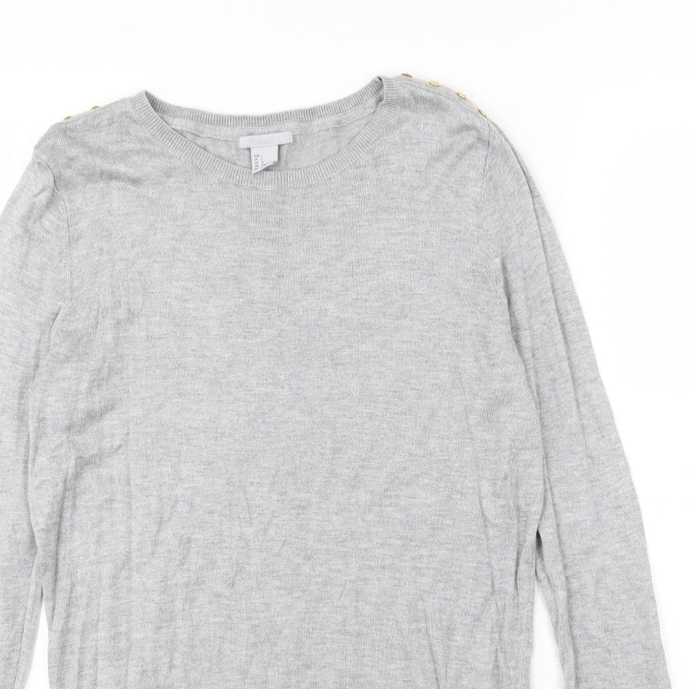 H&M Womens Grey  Knit Pullover Jumper Size L