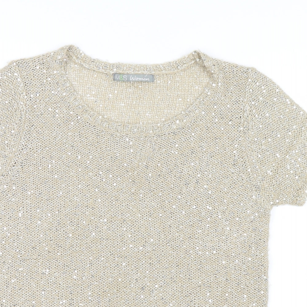 Marks and Spencer Womens Gold   Basic T-Shirt Size 8