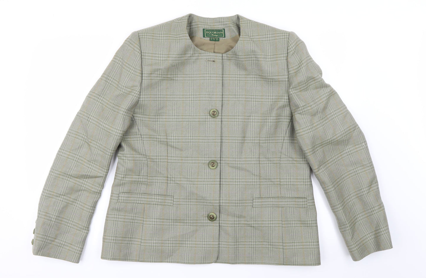 bquorian Womens Green Check  Jacket Blazer Size 16
