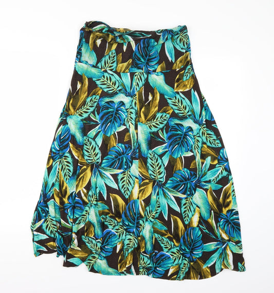 TU Womens Brown Floral Rayon A-Line  Size M