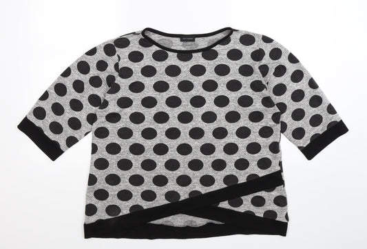 Luca Vanucci Womens Grey Polka Dot  Pullover Jumper Size S