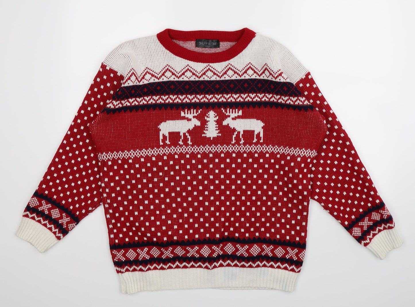 Sapphire Mens Red  Knit Pullover Jumper Size L