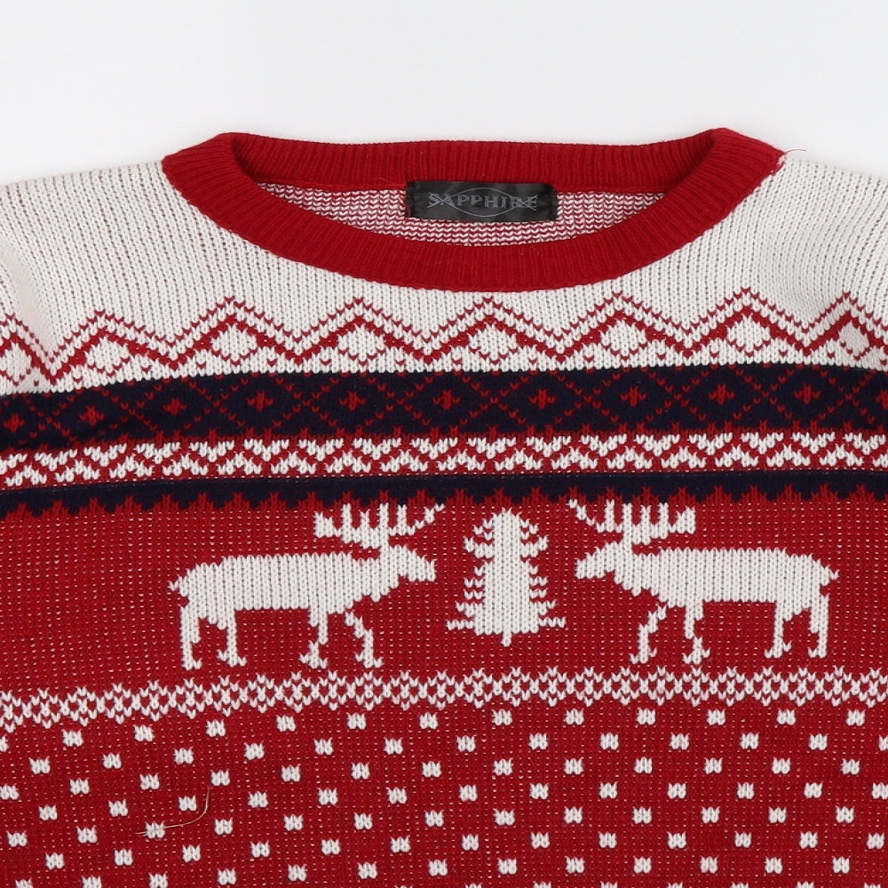 Sapphire Mens Red  Knit Pullover Jumper Size L