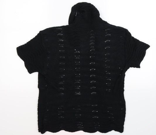 angel  Womens Black Striped Knit Wrap T-Shirt Size S  - mock cardigan