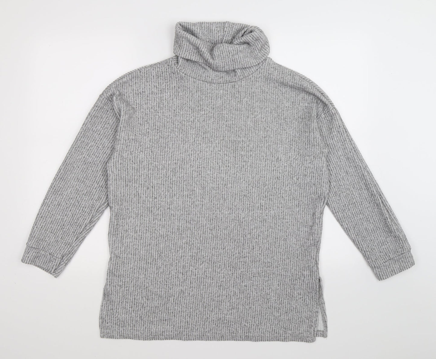 New Look Womens Grey Striped Knit Pullover Jumper Size M