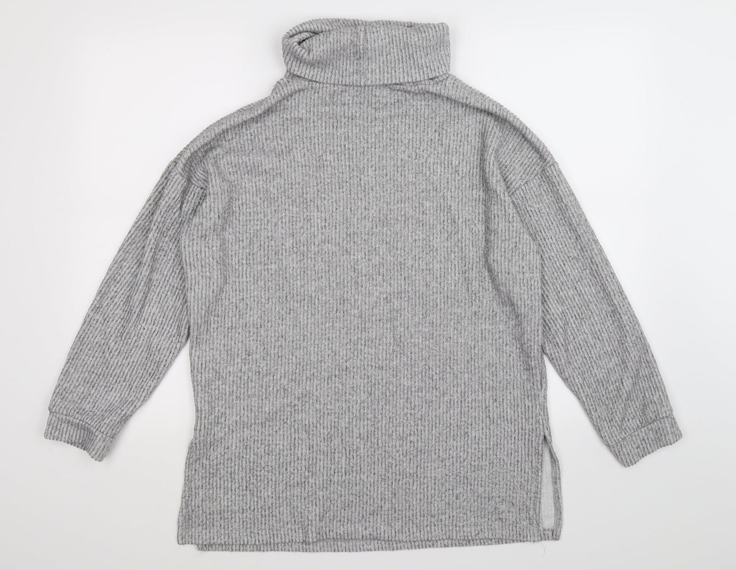New Look Womens Grey Striped Knit Pullover Jumper Size M