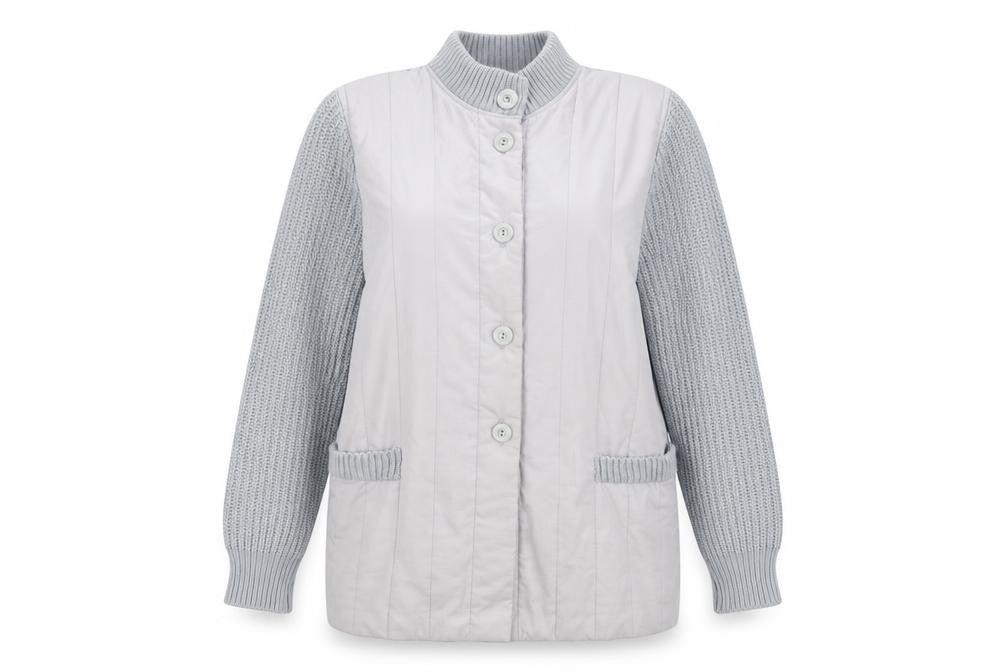 St Michael Womens Grey Striped Knit Cardigan Jumper Size 14