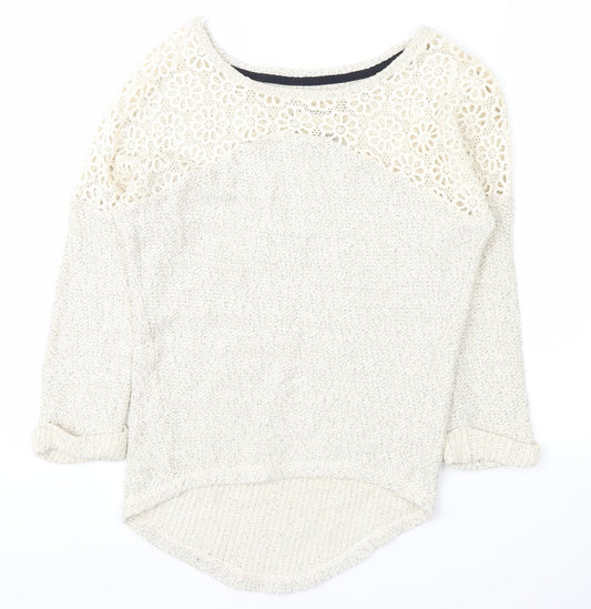 made for you Womens White Floral  Pullover Jumper Size 6