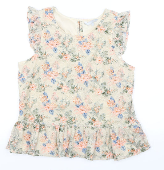 Red Herring Womens Beige Floral  Basic Blouse Size 12