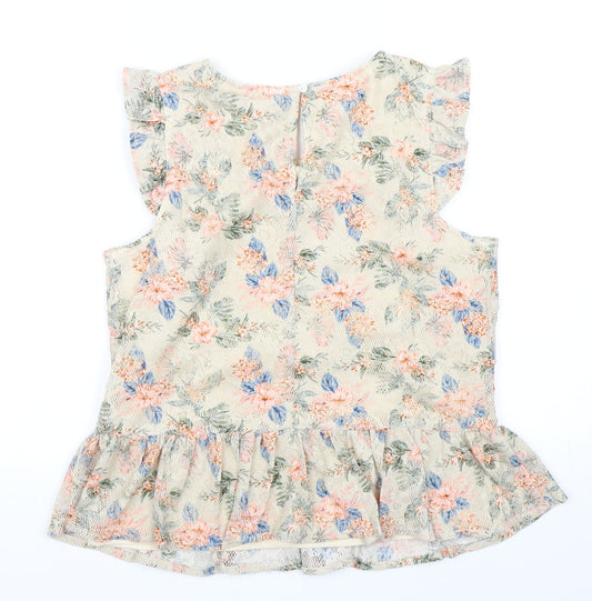 Red Herring Womens Beige Floral  Basic Blouse Size 12