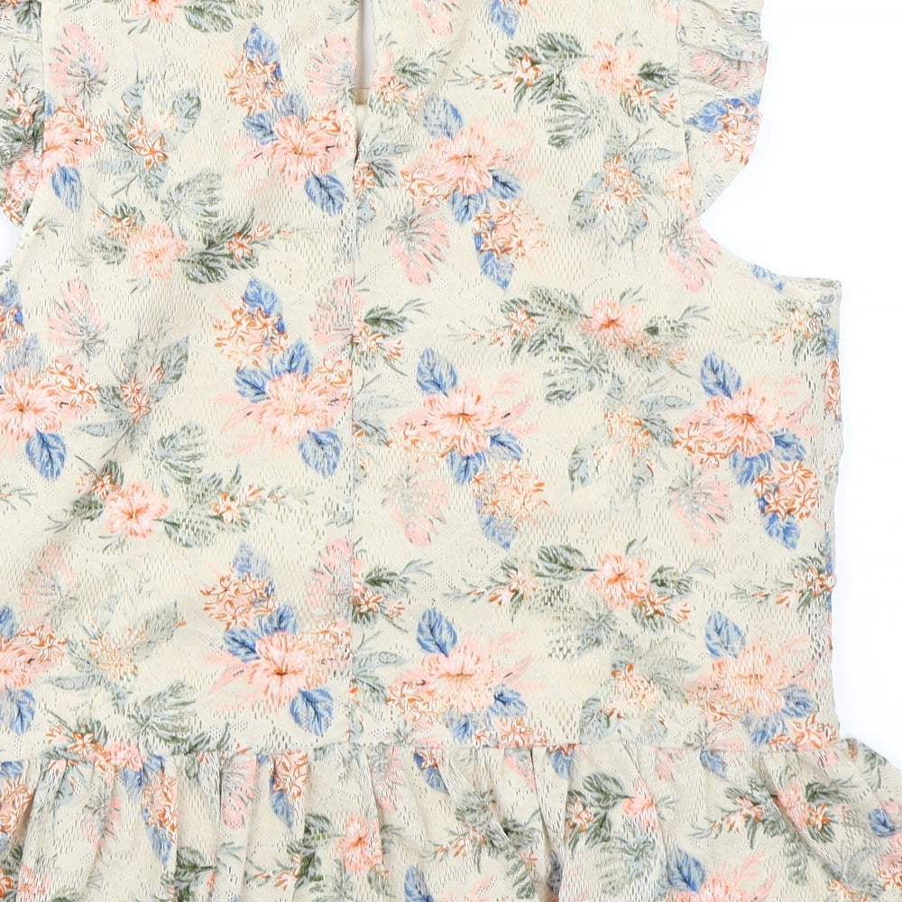 Red Herring Womens Beige Floral  Basic Blouse Size 12