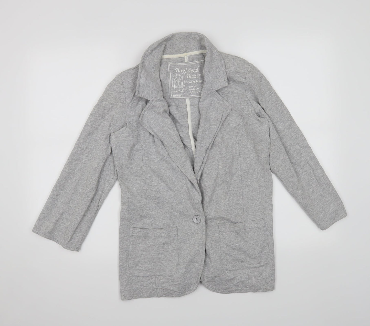 Denim & Co. Womens Grey   Jacket Blazer Size 8