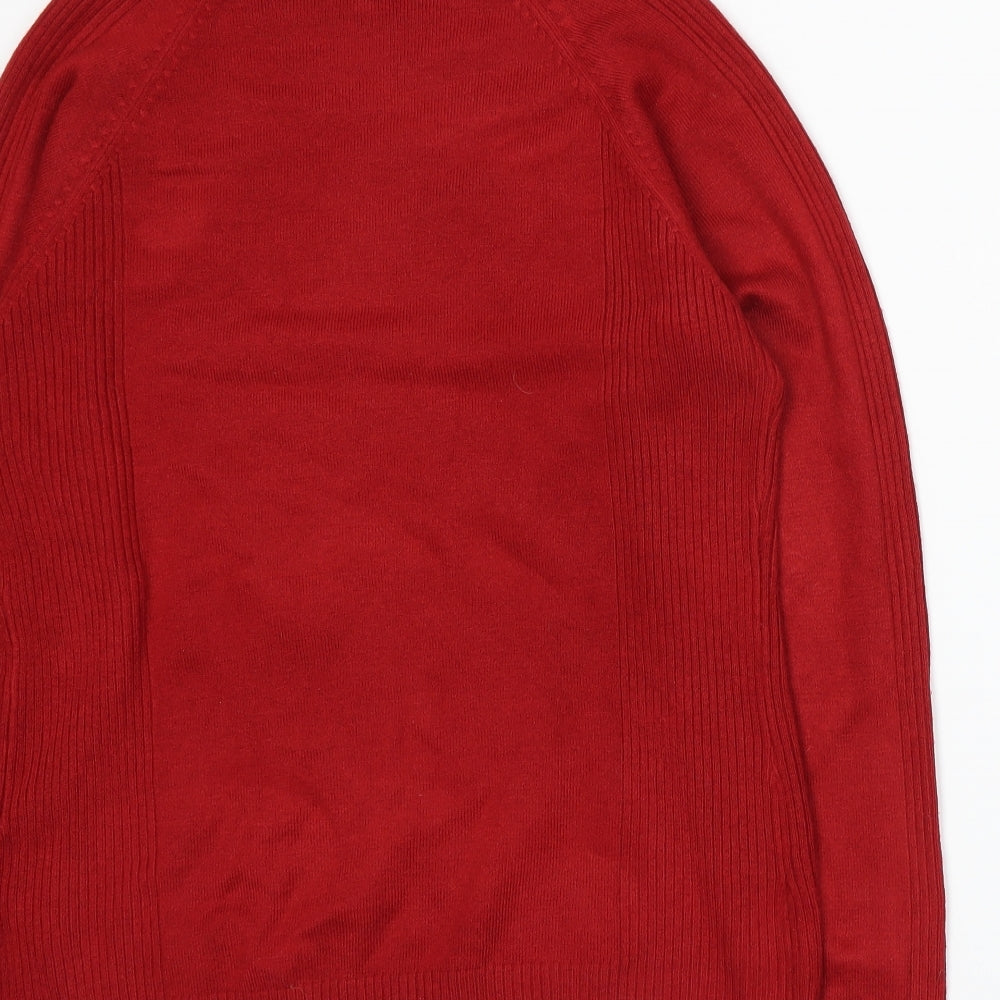 //text Womens Red  Knit Pullover Jumper Size L