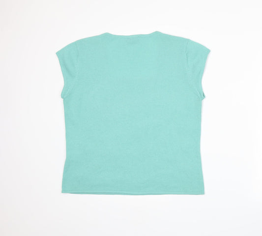 Alex & Co Womens Green  Knit Basic T-Shirt Size 14