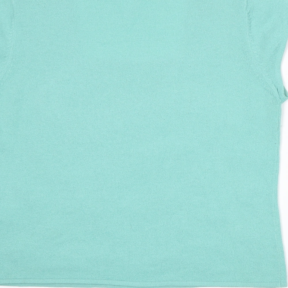 Alex & Co Womens Green  Knit Basic T-Shirt Size 14