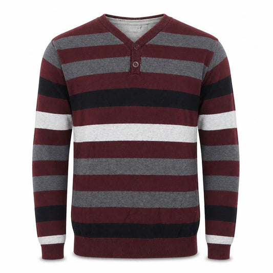Cedar Wood State Mens Red Striped  Henley Jumper Size S
