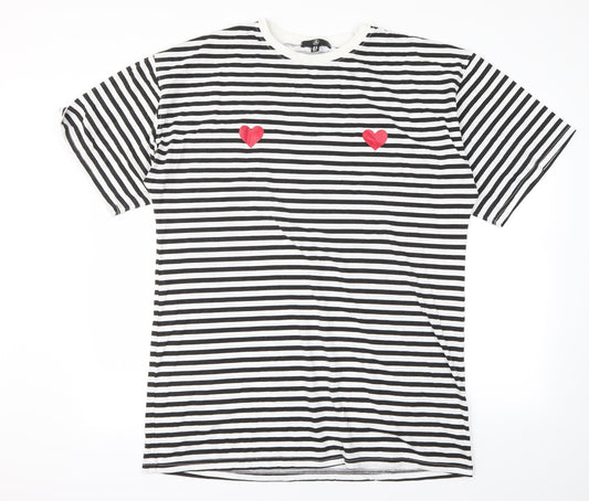 Missguided Womens Black Striped  Basic T-Shirt Size 10