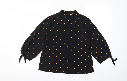 Preworn Womens Black Polka Dot  Basic Blouse Size 6