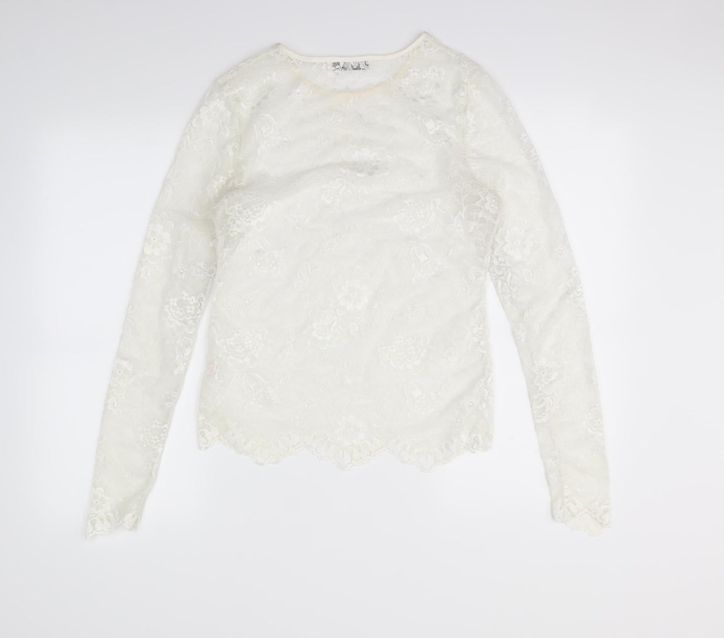 charlotte & co Womens White Floral  Basic Blouse Size S