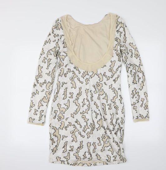 Zara Womens White Animal Print  Mini  Size M