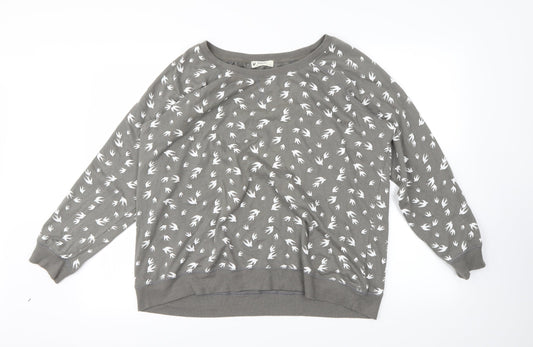 Original Essentials Womens Grey Animal Print  Pullover Jumper Size L