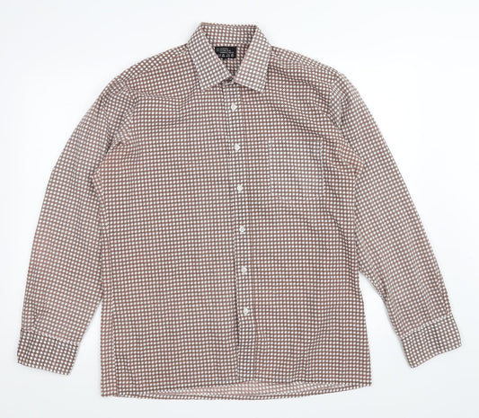 Preworn Womens Brown Geometric  Basic Button-Up Size 40