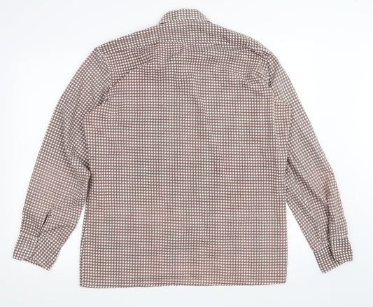 Preworn Womens Brown Geometric  Basic Button-Up Size 40