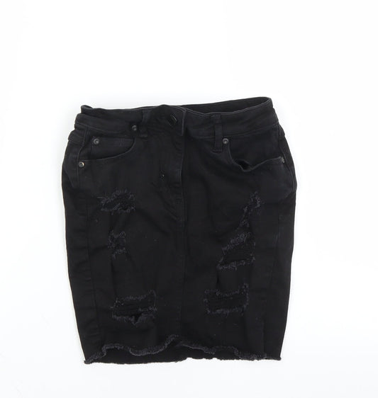 New Look Womens Black   Mini Skirt Size 8  - DISTRESSED