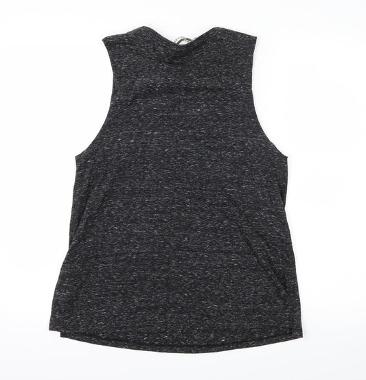 Topshop Womens Grey  Jersey Basic T-Shirt Size 10  - Embelished Neckline