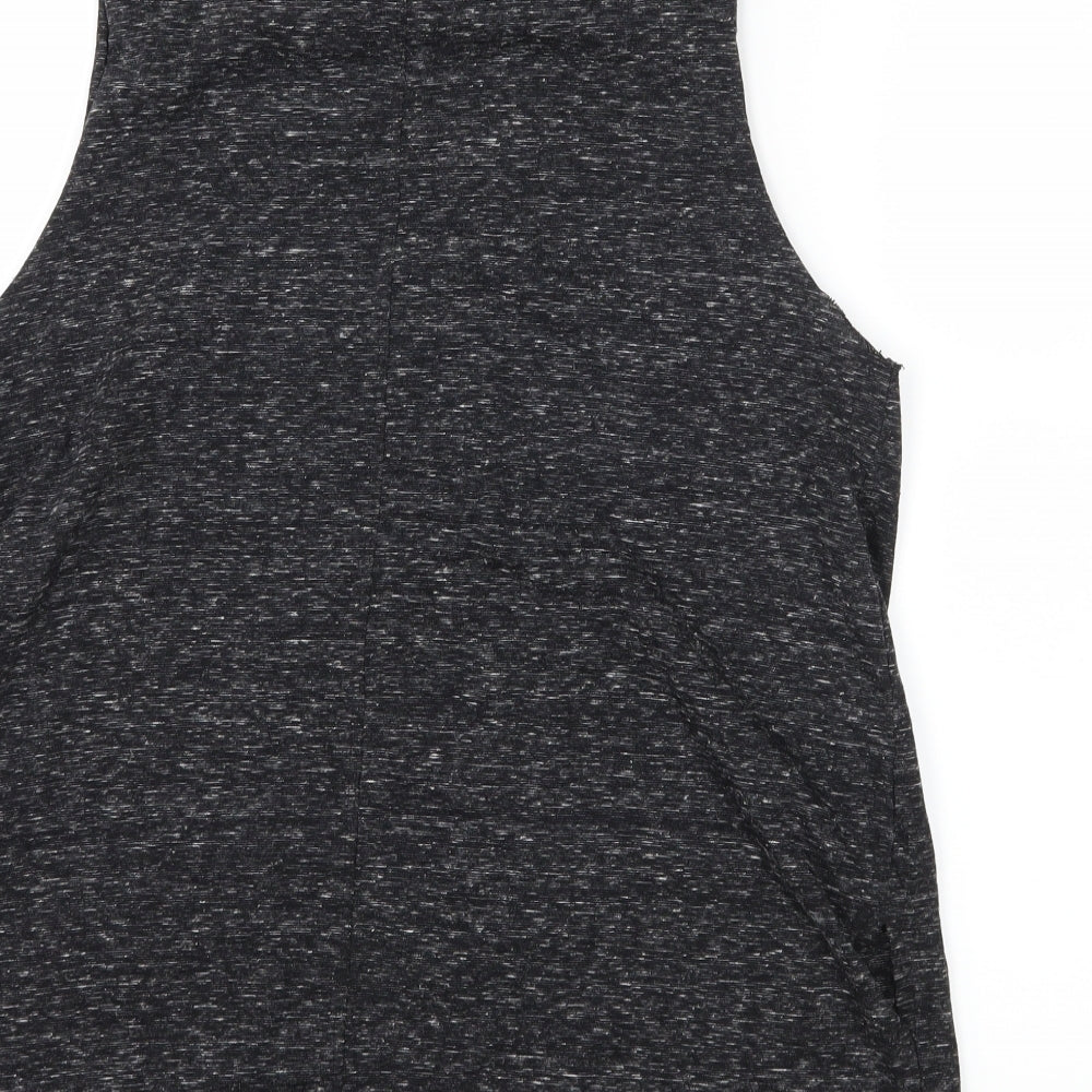 Topshop Womens Grey  Jersey Basic T-Shirt Size 10  - Embelished Neckline