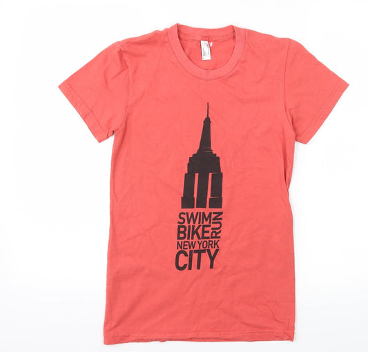American Apparel Womens Red  Jersey Basic T-Shirt Size S  - Swim Bike Run